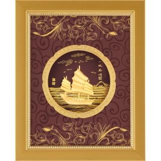 【開運陶源】金箔畫禮品 純金豐實系列-一帆風順....20 x 25cm