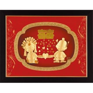 【開運陶源】金箔畫禮品 純金鴻運系列-雙喜臨門百年好合....33 x 26cm