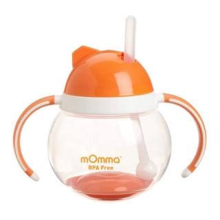 【義大利mOmma】吸管防滲漏不倒翁雙把手學習水杯