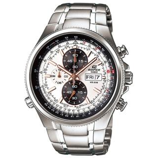 【CASIO】EDIFICE 極速狂飆三眼賽車運動錶(白)