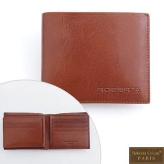 【Roberta Colum】原皮質感簡約左右翻子母夾短夾