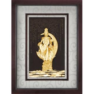 【開運陶源】金身水月觀音掛畫 金箔畫(精緻版  69x107cm)