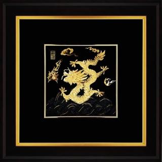 【開運陶源 金箔畫】祥龍獻瑞-右幅(飛黃騰達純金龍)