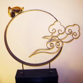 【開運陶源】*創意時尚歐風*不鏽鋼/黃銅金屬雕塑(觀雲鳥)
