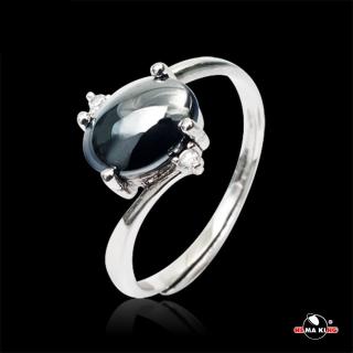 【HEMA KING】925純銀 瑞麗美人黑膽戒指