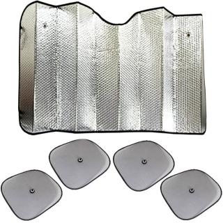 休旅車專用雙面氣泡前遮陽板1入+小圓弧4入+機車氣泡遮陽墊1入