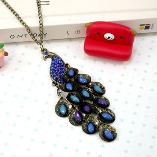 【伊飾童話】孔雀麟羽＊晶鑽長鍊/深藍