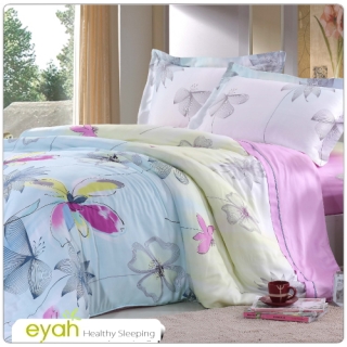 【EYAH宜雅】100%莫代爾雙人加大兩用被床包四件組(羅馬假日)