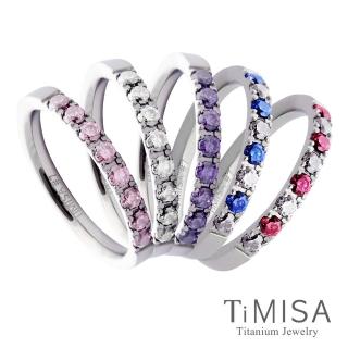 【TiMISA】蜜糖彩鑽 純鈦戒指(五色可選)
