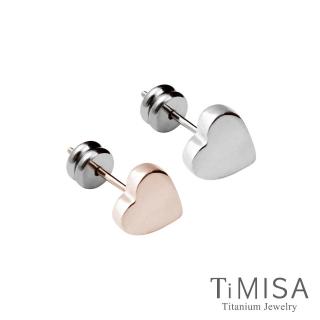 【TiMISA】迷你幸運愛心 純鈦耳針一對(雙色可選)