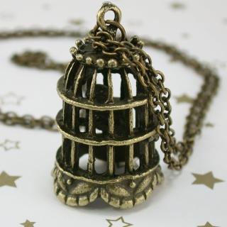 【伊飾童話】復古鳥籠＊古銅色毛衣長鍊