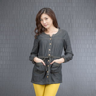 【RH】長袖全開襟牛仔休閒衫(最後到貨出清為止)