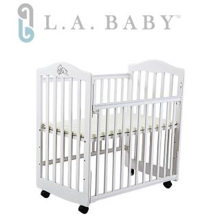 【美國 L.A. Baby】蒙特維爾美夢熊小床嬰兒床/實木/原木床(白色適用育嬰 託嬰中心)