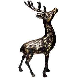 【開運陶源】大梅花鹿/福祿壽 銅雕(-福祿雙全 學業精進)