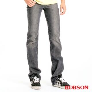 【BOBSON】男款中腰彈性直筒褲(黑灰1776-87)