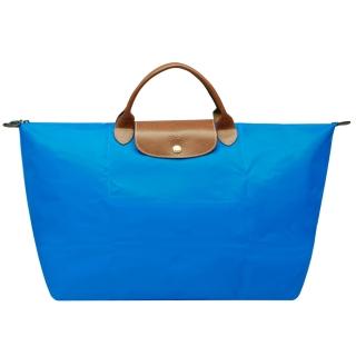 【LONGCHAMP】摺疊短把水餃手提包(大-海藍色-1624089-198)