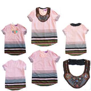 【朵壹服飾】法國風可拆卸手工縫製領子長版上衣(紅色)