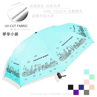 【RainBow】加大款！夢享小鎮-抗UV自動傘_晴雨傘(晴空藍)