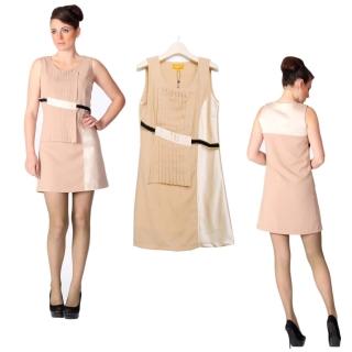 【朵壹服飾】俏麗X貴氣X顯瘦無袖洋裝(米色)