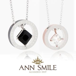 【微笑安安】質感大方形鋯石316L鈦鋼項鍊(2款)