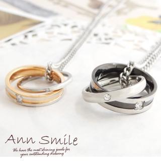 【微笑安安】質感雙套環墜316L鈦鋼項鍊(共2款)