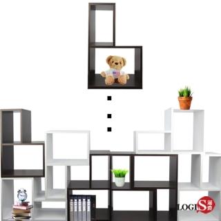 【LOGIS】Tetris創意拼圖組合櫃4入(胡桃/白色)