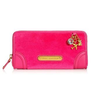 【Juicy Couture】水晶吊飾長夾(桃紅色)