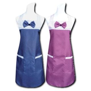 圓點蝴蝶結兩口袋圍裙C586(藍紅-二入任組)