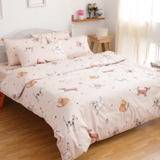 【eyah】寵物家族-100%純棉雙人床包枕套三件組