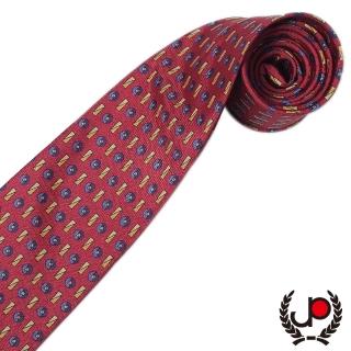 【極品西服】歡樂派對幾何100%絲質領帶 -暗紅(YT1017)