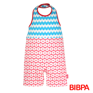 【BIBPA 日本】露背式連身包屁衣 -  日本製(波藍+粉)