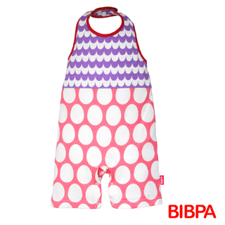 【BIBPA 日本】露背式連身包屁衣 - 日本製(波紫+粉)
