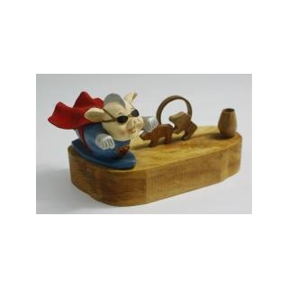 【荒木藝品雕刻】超人豬memo架、名片架