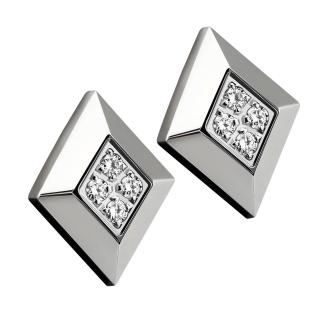 【ROYAL DAMON 羅亞戴蒙】經典菱形 耳環 鑽(KE074)