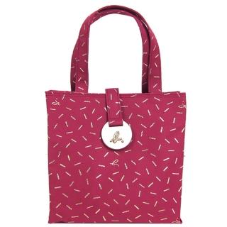 【agnes b.】仿舊漆點帆布手提包(大/桃)