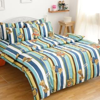 【eyah】100%純棉雙人加大床包枕套三件組(英倫熊)