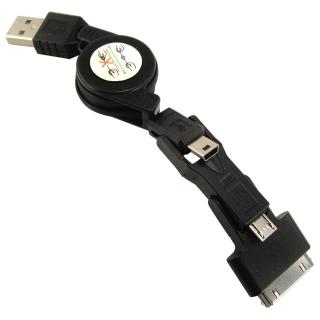 Apple iPhone 4S MICRO MINI 三合一雙拉伸縮線(USB充電線)