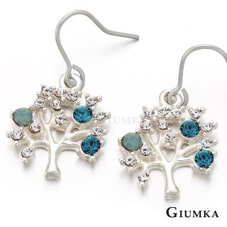 【GIUMKA】智慧之樹耳勾式耳環 精鍍正白K 綠白鋯 甜美淑女款 MF00238-5(銀色)