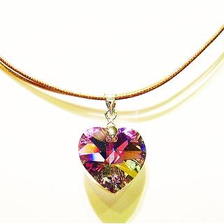 【開運陶源】繽紛晶鑽桃花人緣項鍊(附時尚皮繩)