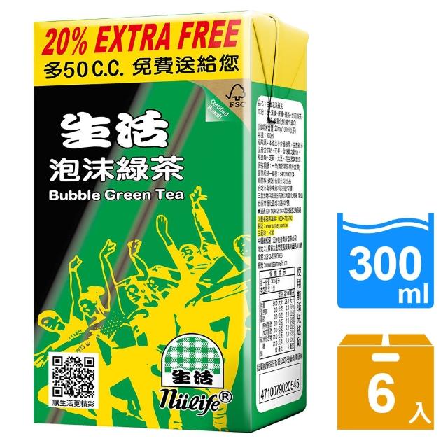 【生活】泡沫綠茶300ml(6入momo購物綱/組) 