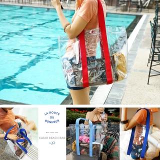 【韓國 invite.L】大收納袋 防水袋 手提包 防潑水 透明防水游泳袋 海灘袋 俐落簡單風格(糖果四色)