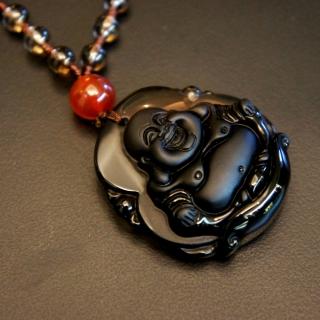【菲鈮歐】開運冰種黑曜元寶佛項鍊