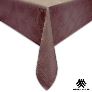 【M.B.H─夢幻方格】緹花防潑水桌巾(深咖140x180cm)