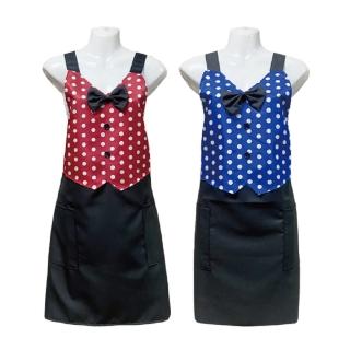 大圓點領結口袋圍裙GS549(藍紅二入任組)