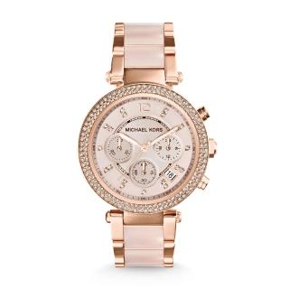 【Michael Kors】璀璨迷漾晶鑽三眼玻麗腕錶(粉玫瑰金 MK5896)