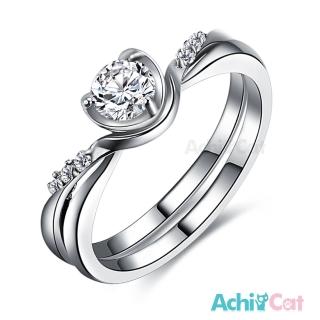 【AchiCat】鋼戒指 白鋼尾戒 幸福捧花 雙環造型 A3061