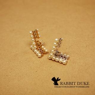 【RD 兔子公爵】現貨 經典歐美風格 個性排列珍珠設計耳環 千頌伊款(二色)
