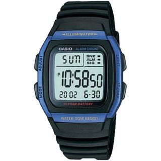 【CASIO 卡西歐】長效電力多功能電子錶(藍框-W-96H-2AVDF)