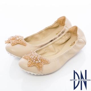 【DN】真皮手工 MIT串珠海星牛皮豆豆鞋(米)