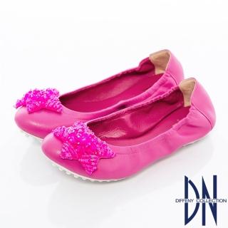 【DN】真皮手工 MIT串珠海星牛皮豆豆鞋(桃紅)